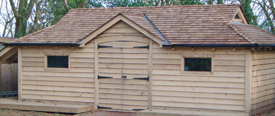Oak Log Cabin with Cedar Roof in Sevenoaks